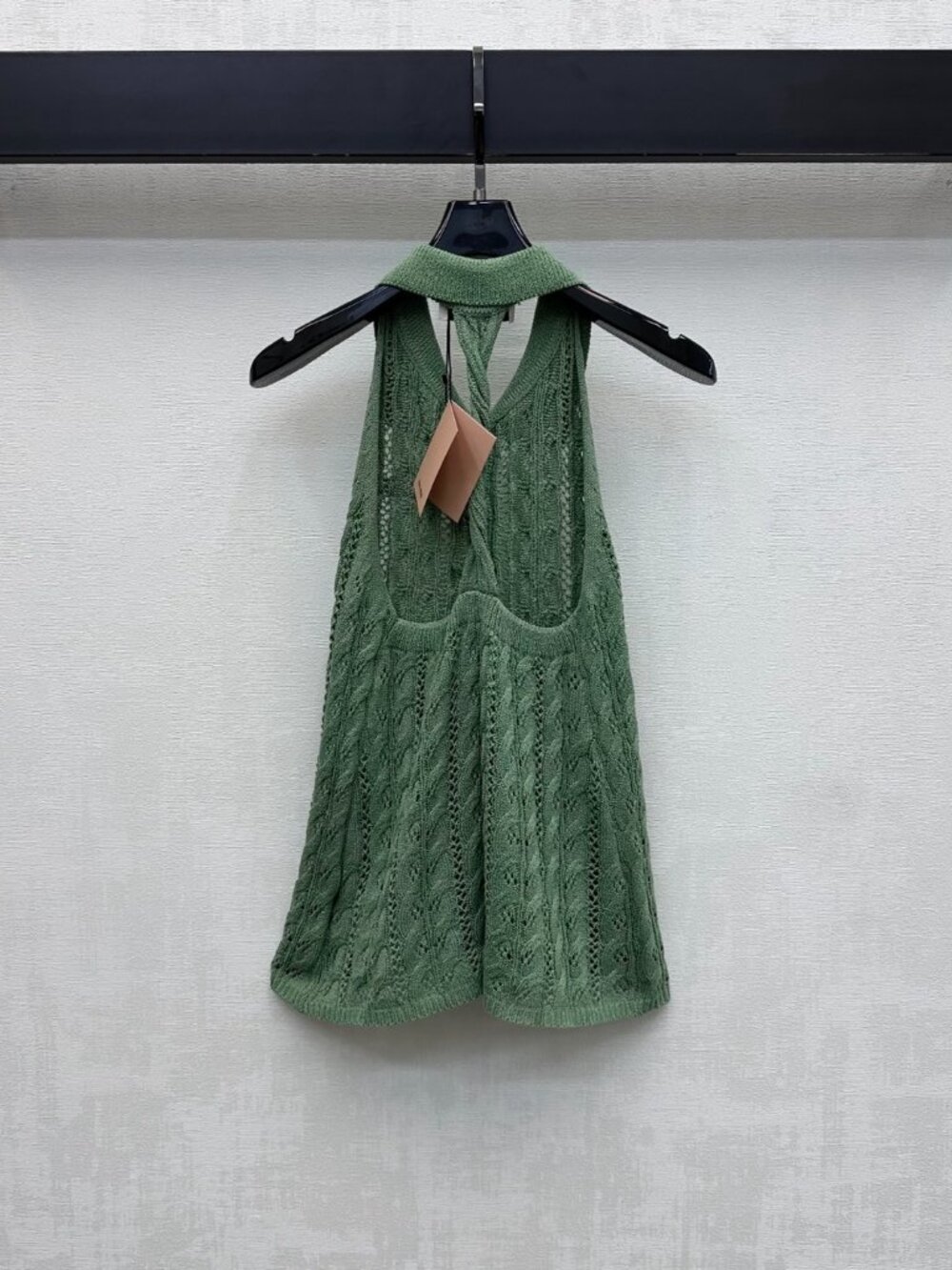 Miu Miu Green Openwork Knit Halter Vest - Picture 5 of 8